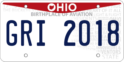 OH license plate GRI2018