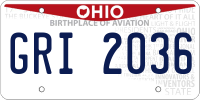 OH license plate GRI2036