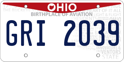 OH license plate GRI2039