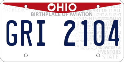 OH license plate GRI2104