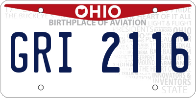 OH license plate GRI2116