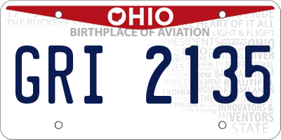 OH license plate GRI2135