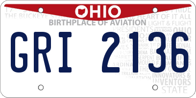 OH license plate GRI2136