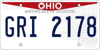 OH license plate GRI2178