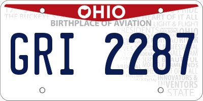 OH license plate GRI2287