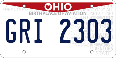OH license plate GRI2303