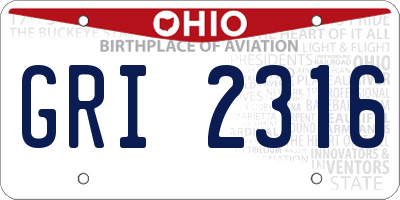 OH license plate GRI2316