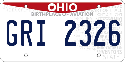 OH license plate GRI2326