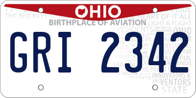 OH license plate GRI2342
