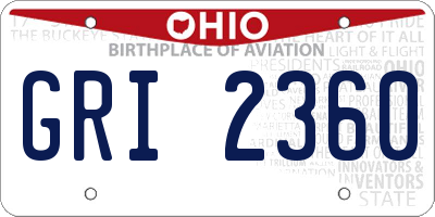 OH license plate GRI2360