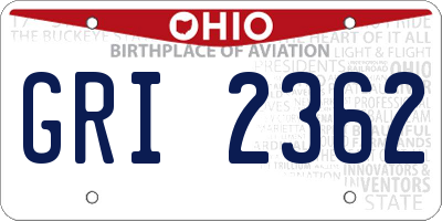 OH license plate GRI2362
