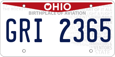 OH license plate GRI2365