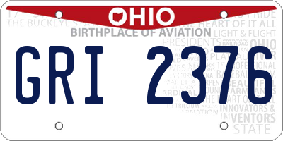 OH license plate GRI2376
