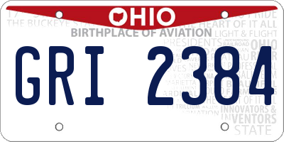 OH license plate GRI2384