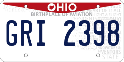 OH license plate GRI2398