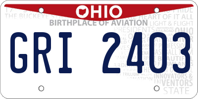 OH license plate GRI2403