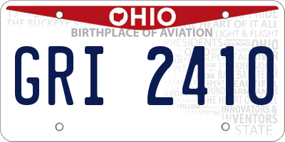 OH license plate GRI2410