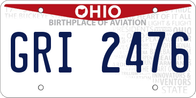 OH license plate GRI2476
