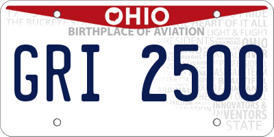 OH license plate GRI2500