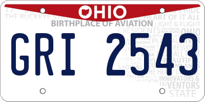 OH license plate GRI2543