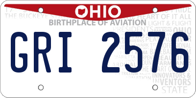 OH license plate GRI2576