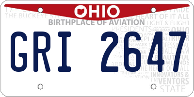 OH license plate GRI2647