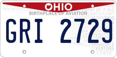 OH license plate GRI2729