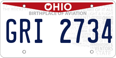 OH license plate GRI2734