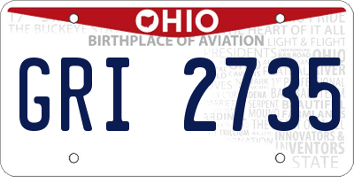 OH license plate GRI2735