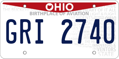 OH license plate GRI2740