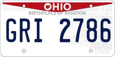 OH license plate GRI2786
