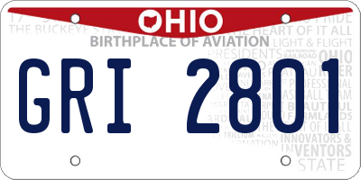 OH license plate GRI2801