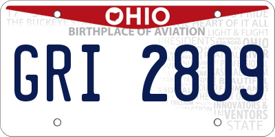 OH license plate GRI2809