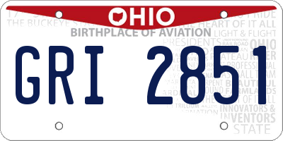 OH license plate GRI2851