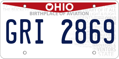 OH license plate GRI2869