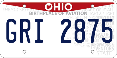 OH license plate GRI2875