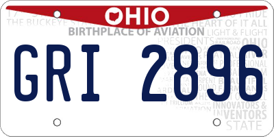 OH license plate GRI2896