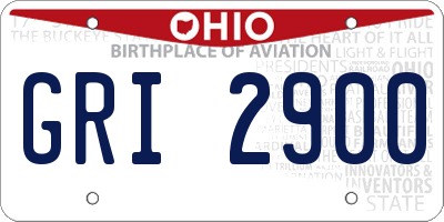 OH license plate GRI2900