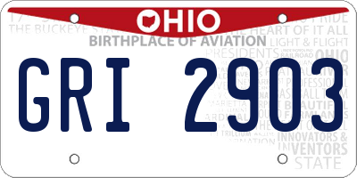 OH license plate GRI2903