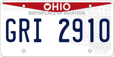 OH license plate GRI2910