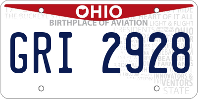OH license plate GRI2928