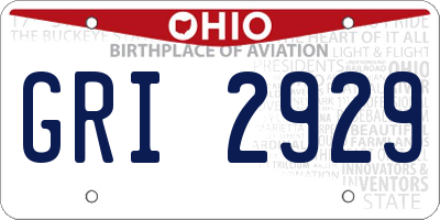 OH license plate GRI2929