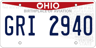 OH license plate GRI2940