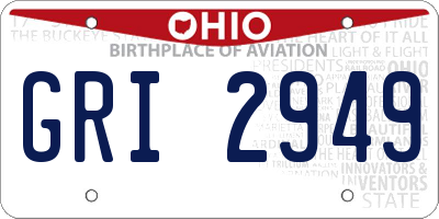 OH license plate GRI2949