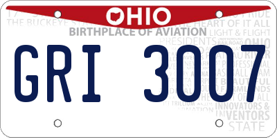 OH license plate GRI3007