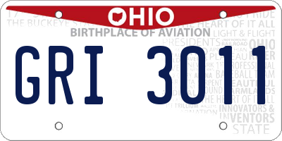 OH license plate GRI3011