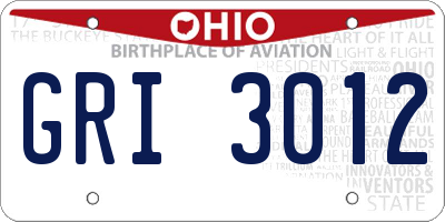OH license plate GRI3012