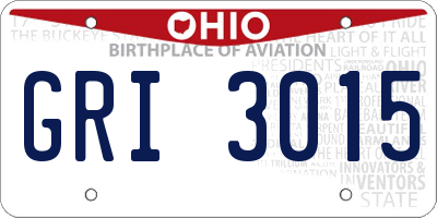OH license plate GRI3015