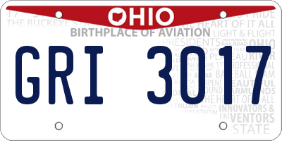 OH license plate GRI3017