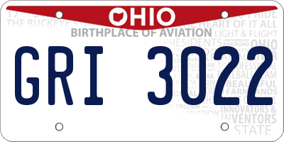 OH license plate GRI3022